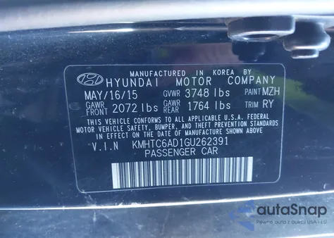 2016 Hyundai Veloster from USA, damaged, VIN KMHTC6AD1GU262391